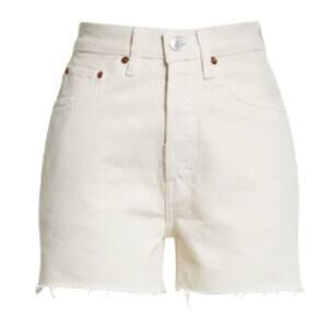 Re/Done '50s Cutoff High Waist Denim Shorts white